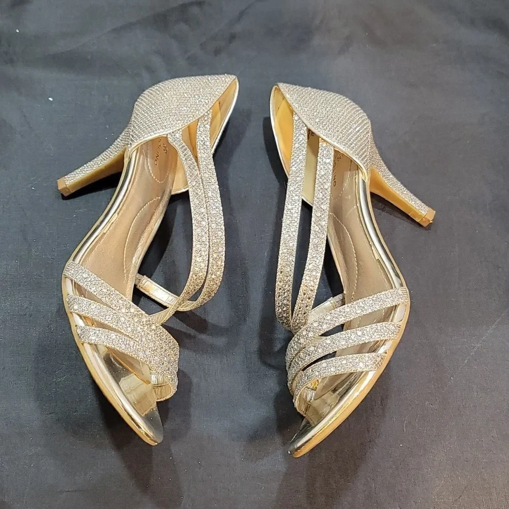 BANDOLINO JEWEL STUDDED ROUND OPEN-TOE HEEL SANDAL